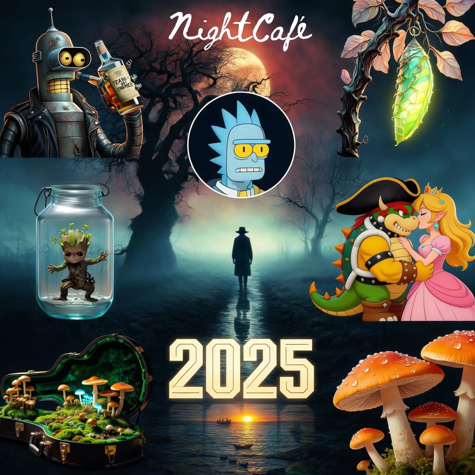 AI Art Collage: A Year in NightCafe Creations