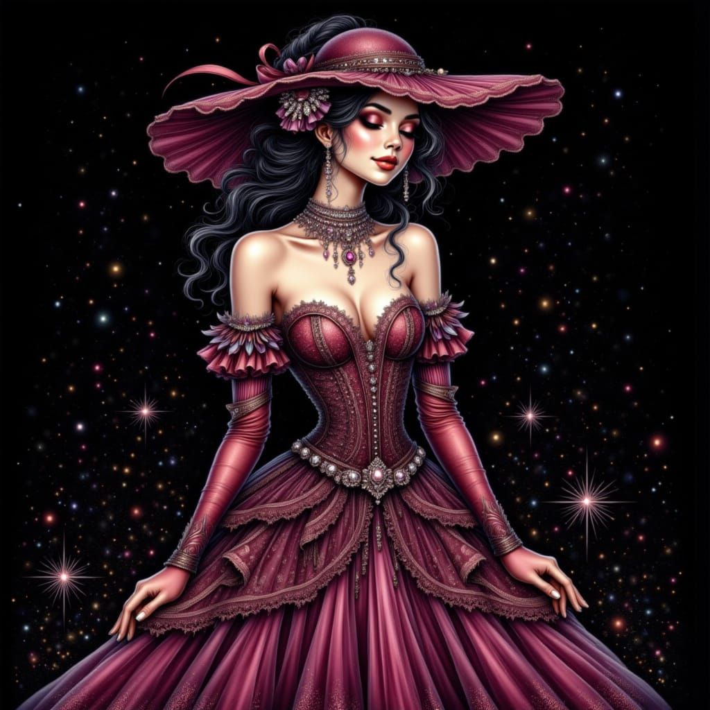 Elegant Woman in Exquisite Evening Attire