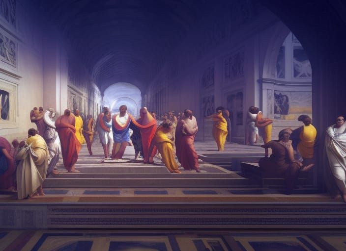 Elegant Ultra-Realistic Fantasy Art Depicting School of Athe...