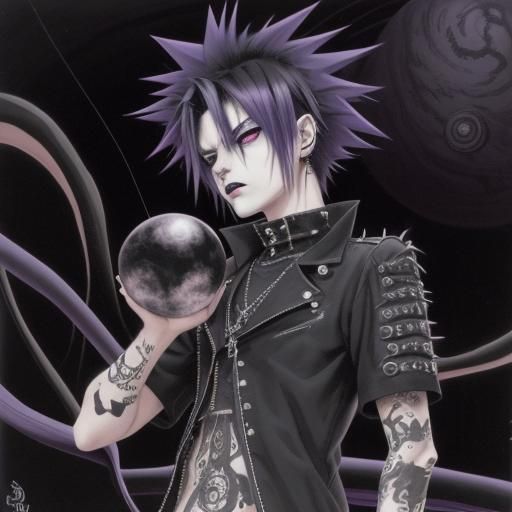 Anime Punk Goth Character on Saturn