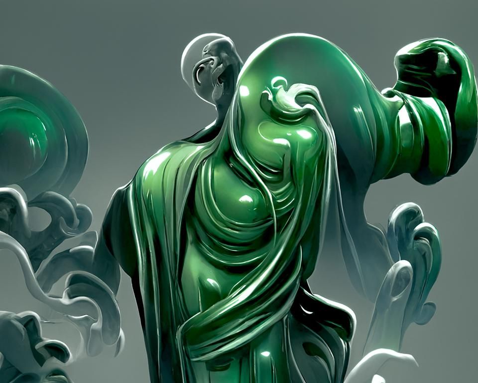 Chinese Monk Jade Statue Digital Art
