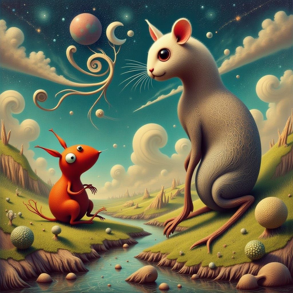 Surreal Cyberpunk Landscape with Cicadas Singing in the Dist...