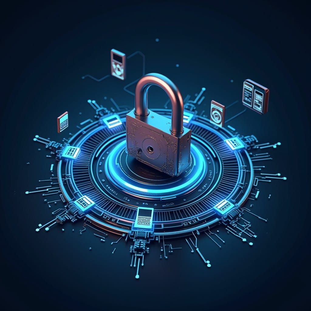 Futuristic Data Security in Cyberpunk Style