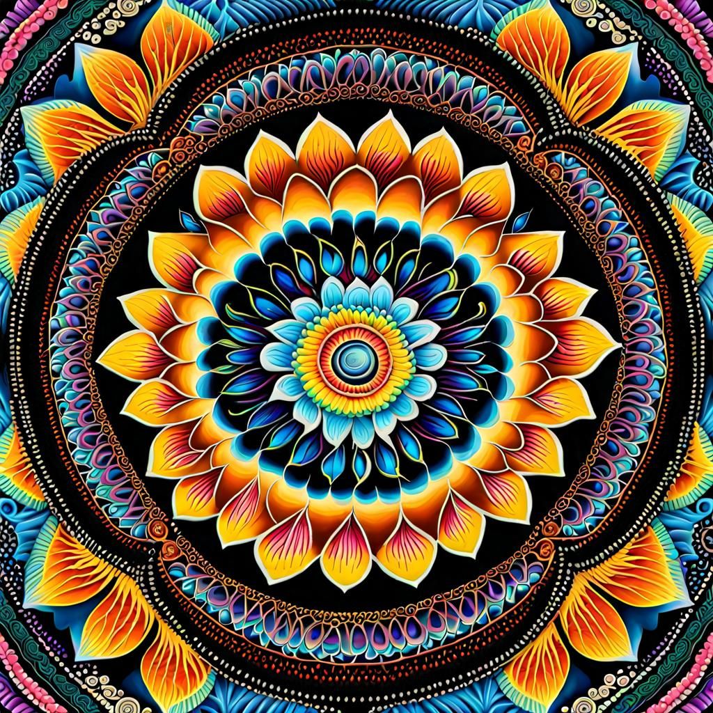 Ocean Wave Mandalas with Rainbows and Butterflies