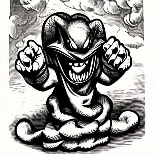 Grotesque Cartoon: An Evil Alien Monster