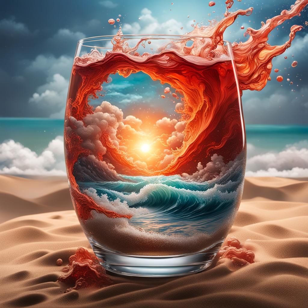 Storm in Glass: Hyperrealistic Seascape Art