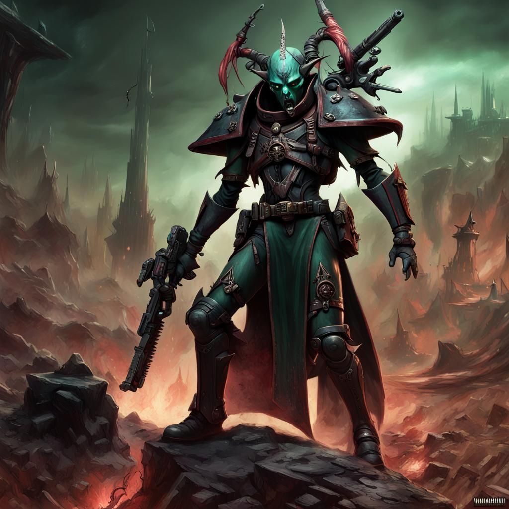 Warhammer 40k Drukhari Assassin in Combat