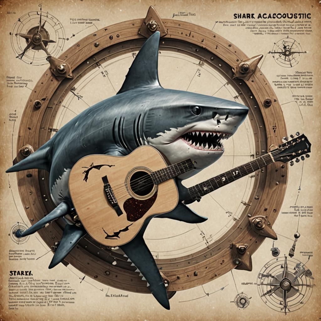Surreal Shark Guitar in Interstellar Aquatic Universe