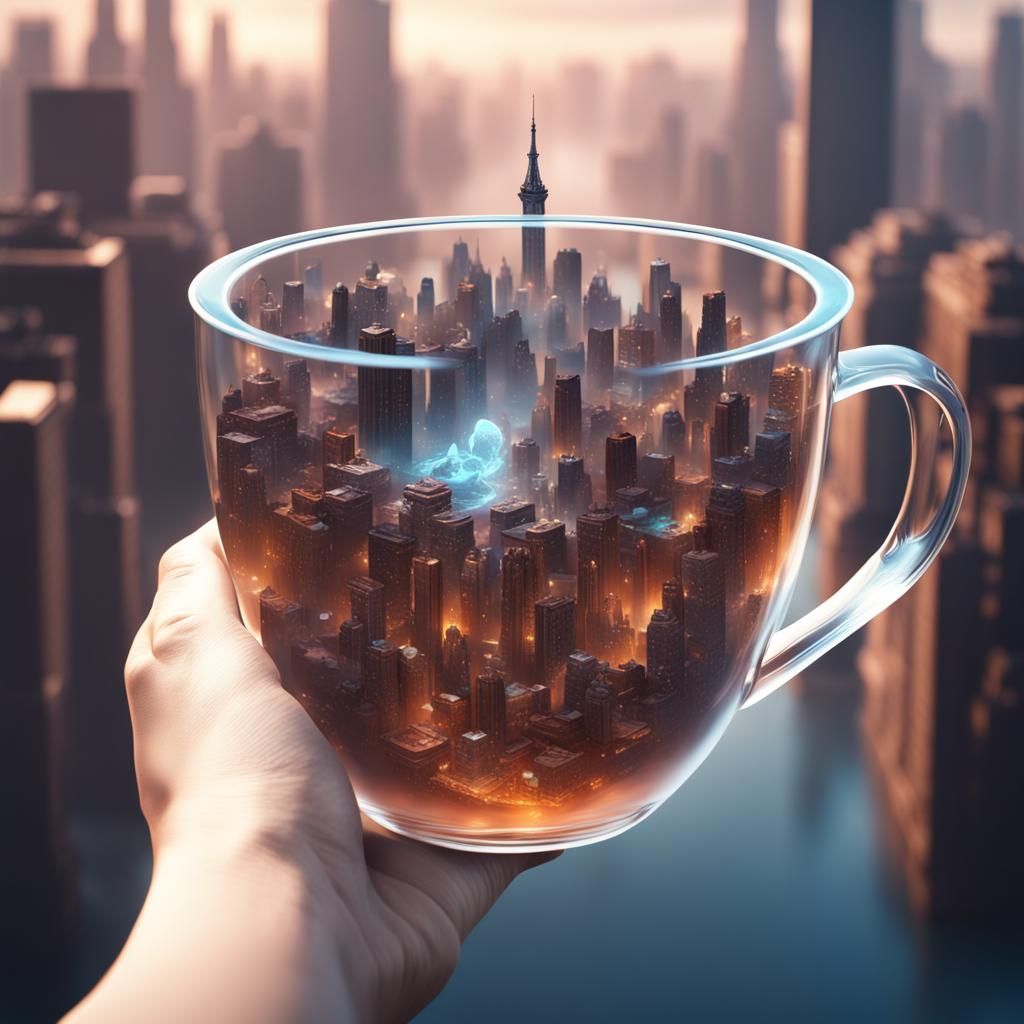 City Floating in Teacup: Fantasy Concept Art
