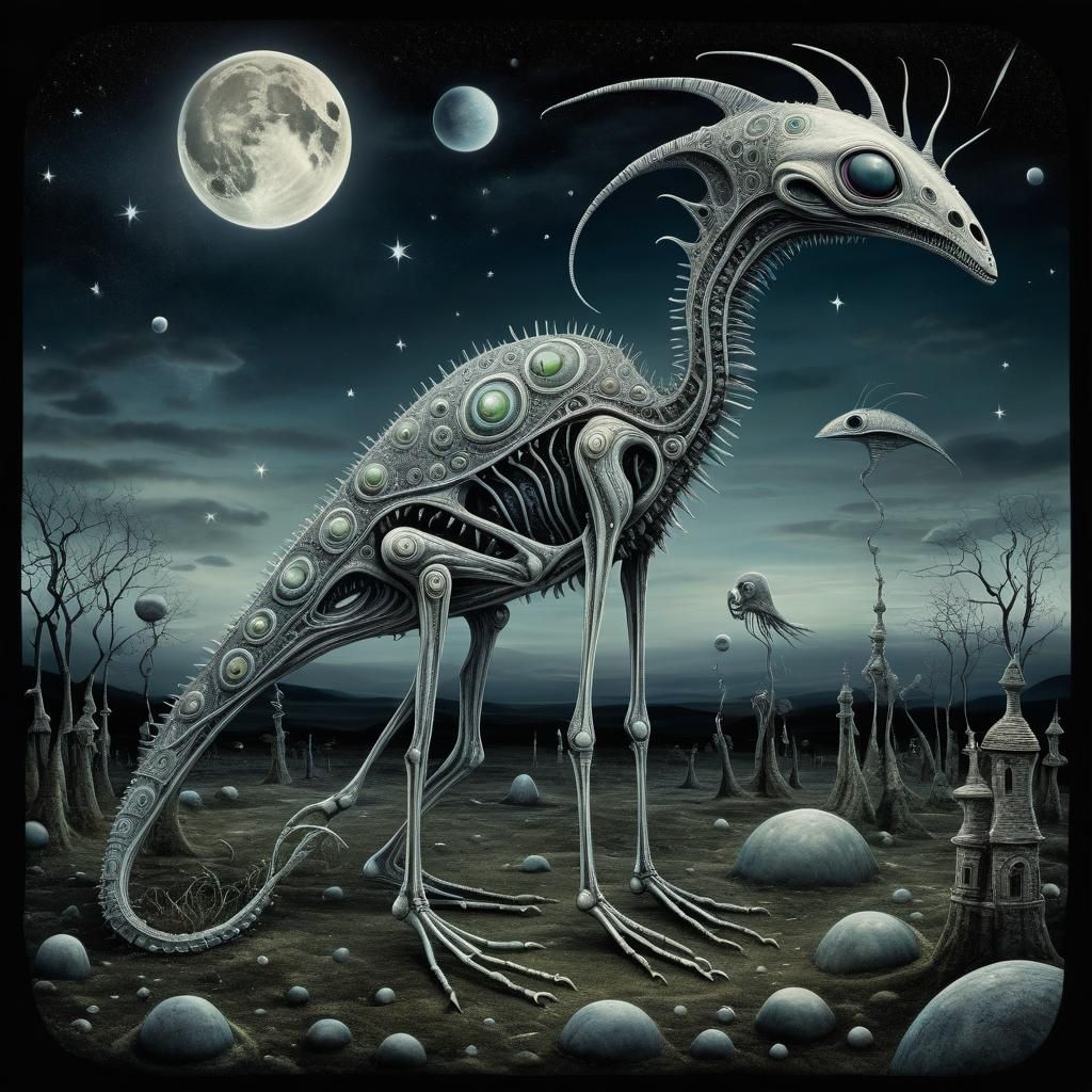 Surreal Alien Creature in Gothic Fantasy Style