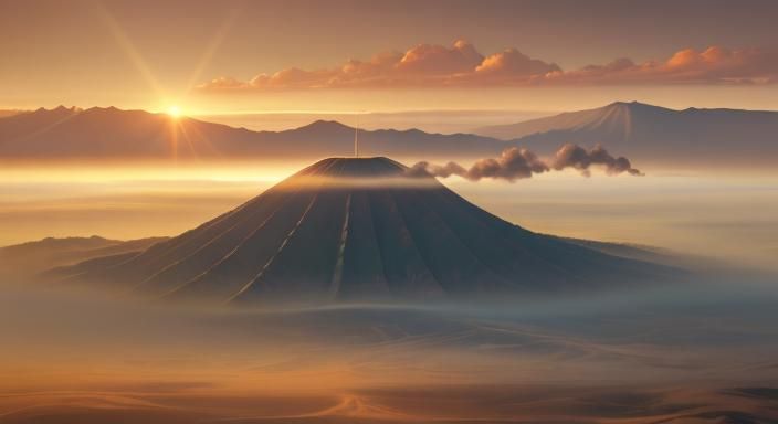 Majestic Mount Bromo in Haze: Indonesian Landscape Art