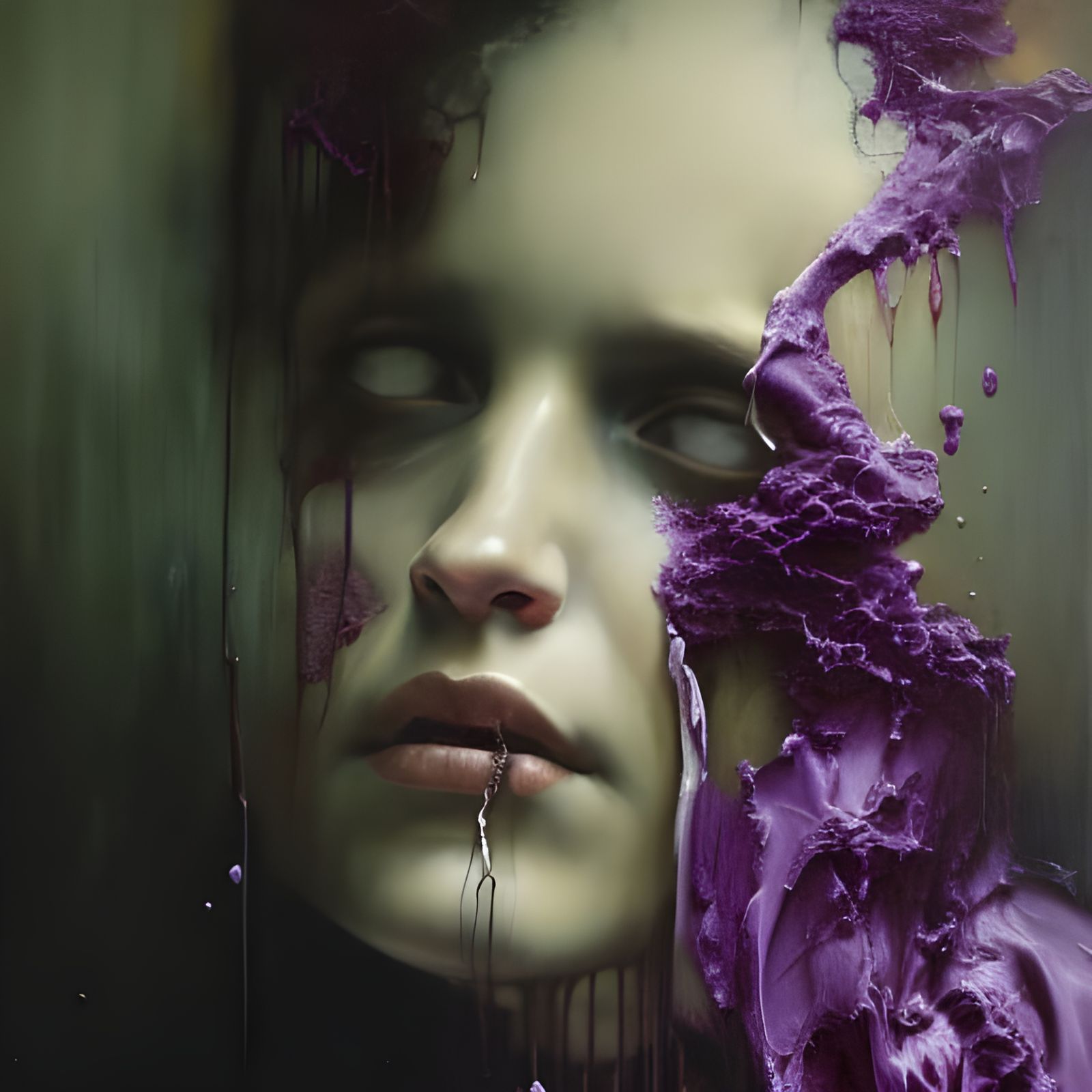 With tear-filled eyes, she wanders in the shadows of despair / vi