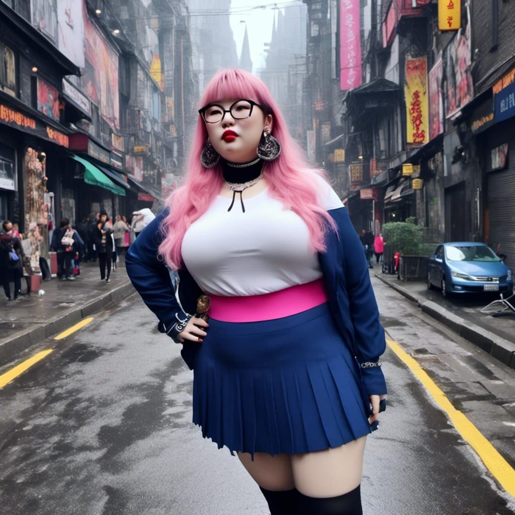 Curvaceous Sci-Fi Vampire in Cityscape