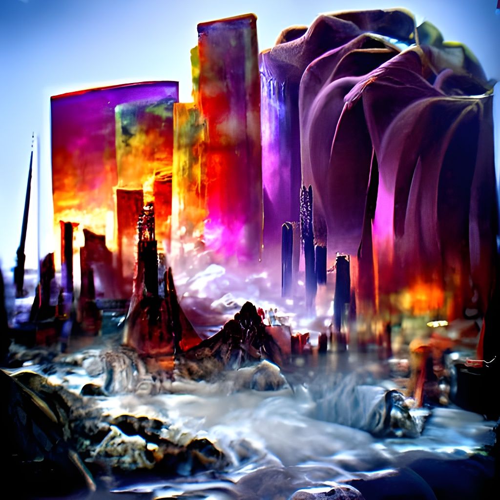 Psychedelic Post-Apocalyptic Cityscape: Digital Matte Painti...