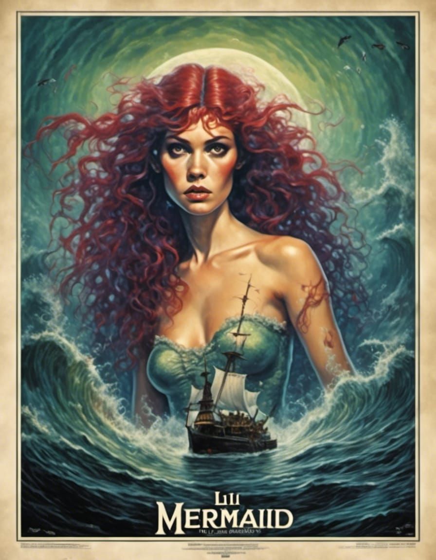 Eldritch Mermaid Horror in 80's Movie Style