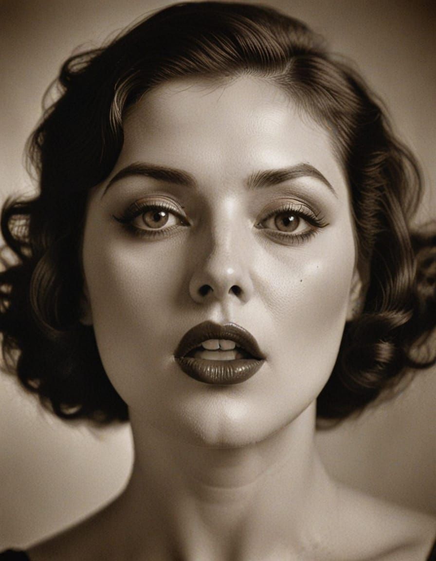 Vintage Sepia Portrait of a Seductive Lady