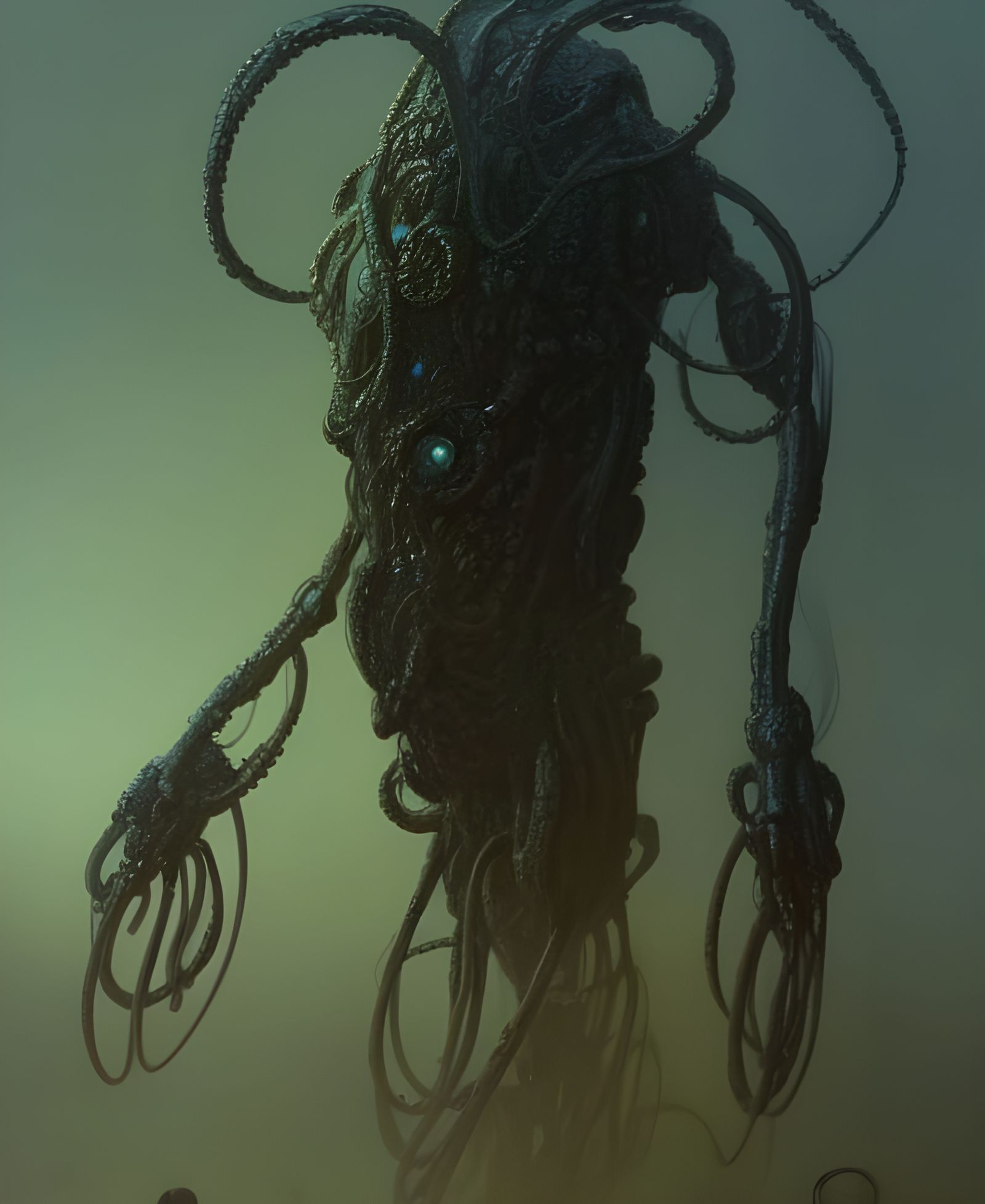 Cyberpunk Golem in Metallic Ichor and Tendrils