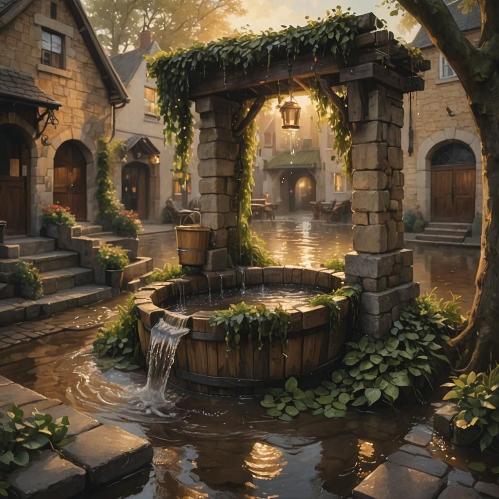 Flooded Well: Impressionist Dutch Master Oil Painting