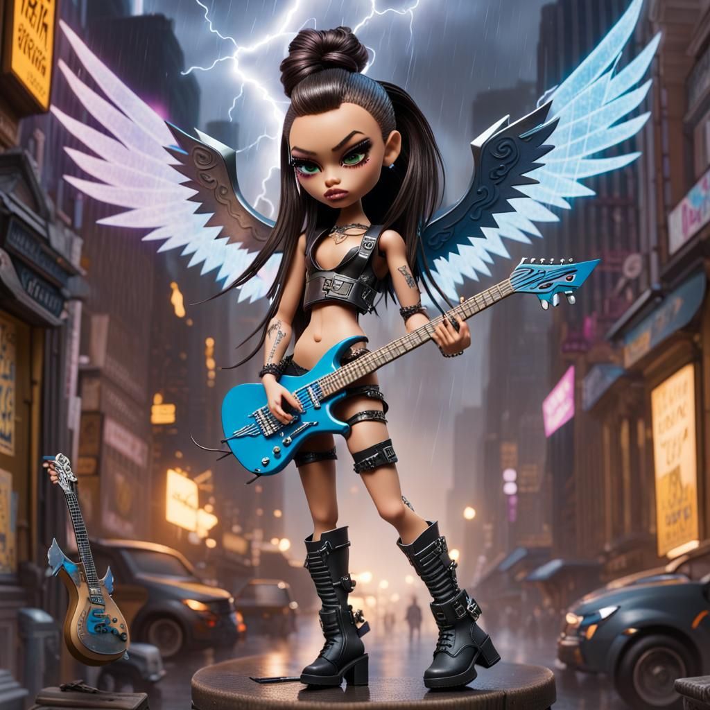 Cyberpunk Bratz Doll Rockstar in Stormy City
