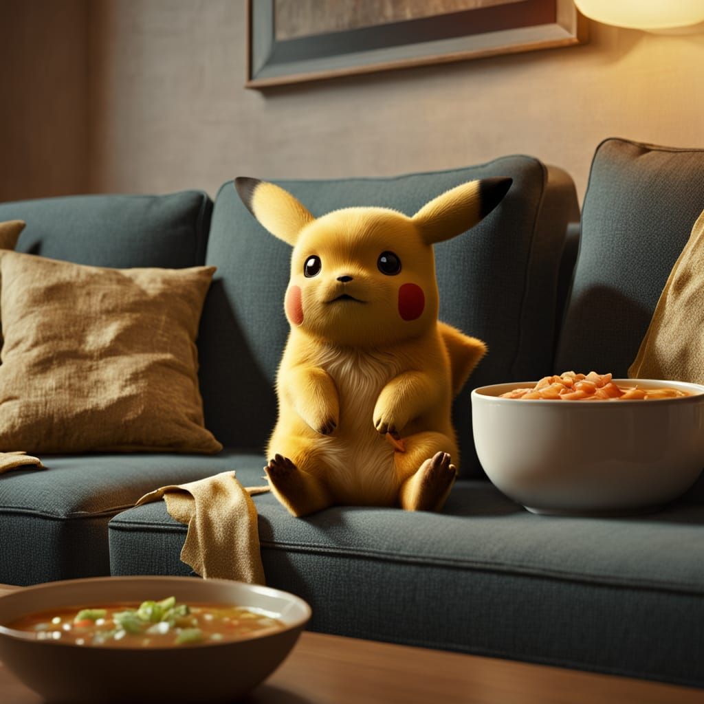 Pikachu in Cozy Winter Scene