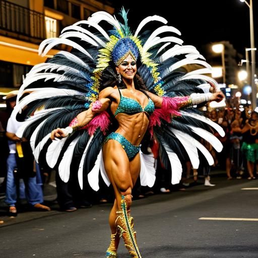 Muscular Baiana Dancer at Rio Carnival