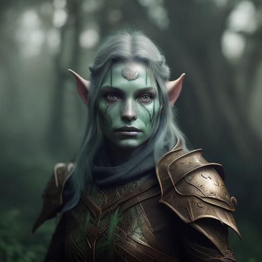 Elven Ranger Portrait in Mystical Forest