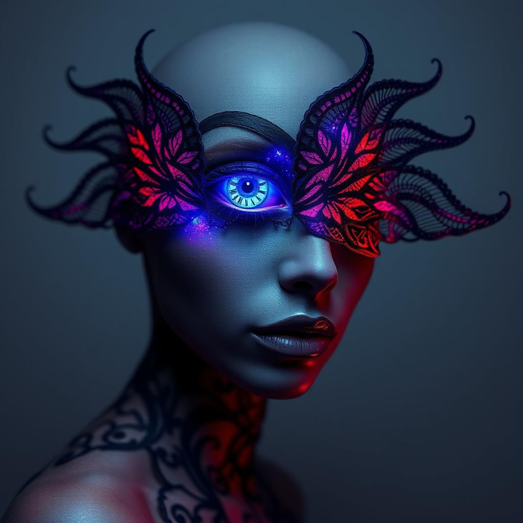 Figure Wrapped in Sparkly Plasma Threads