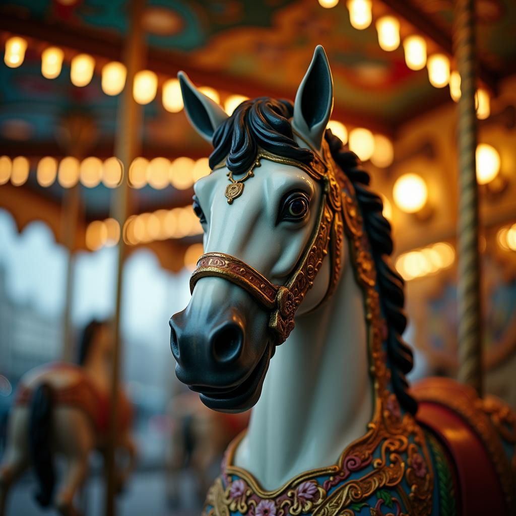 Ornate Carousel Horse Head in Art Nouveau Style