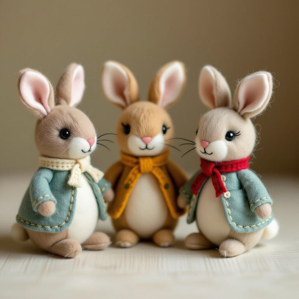 Adorable Felt Animals in Folk Art Style