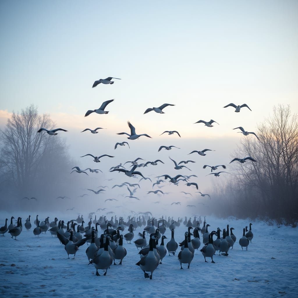 Geese Fly South: A Winter Migration Scene
