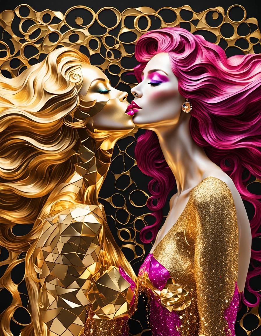 Golden Kiss: A Gustav Klimt Inspired Embrace