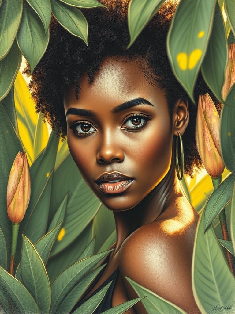 African American Woman Portrait in Golden Hour Light