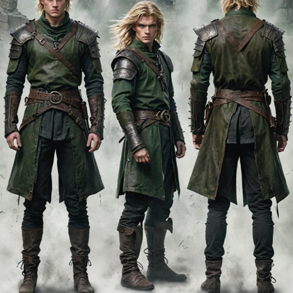 Boy Warrior in Misty Dungeon, Dark Fantasy Art