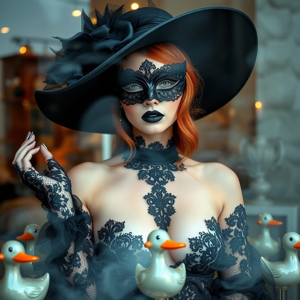 Glamorous Redhead in Lace: High-Fashion Photoshoot