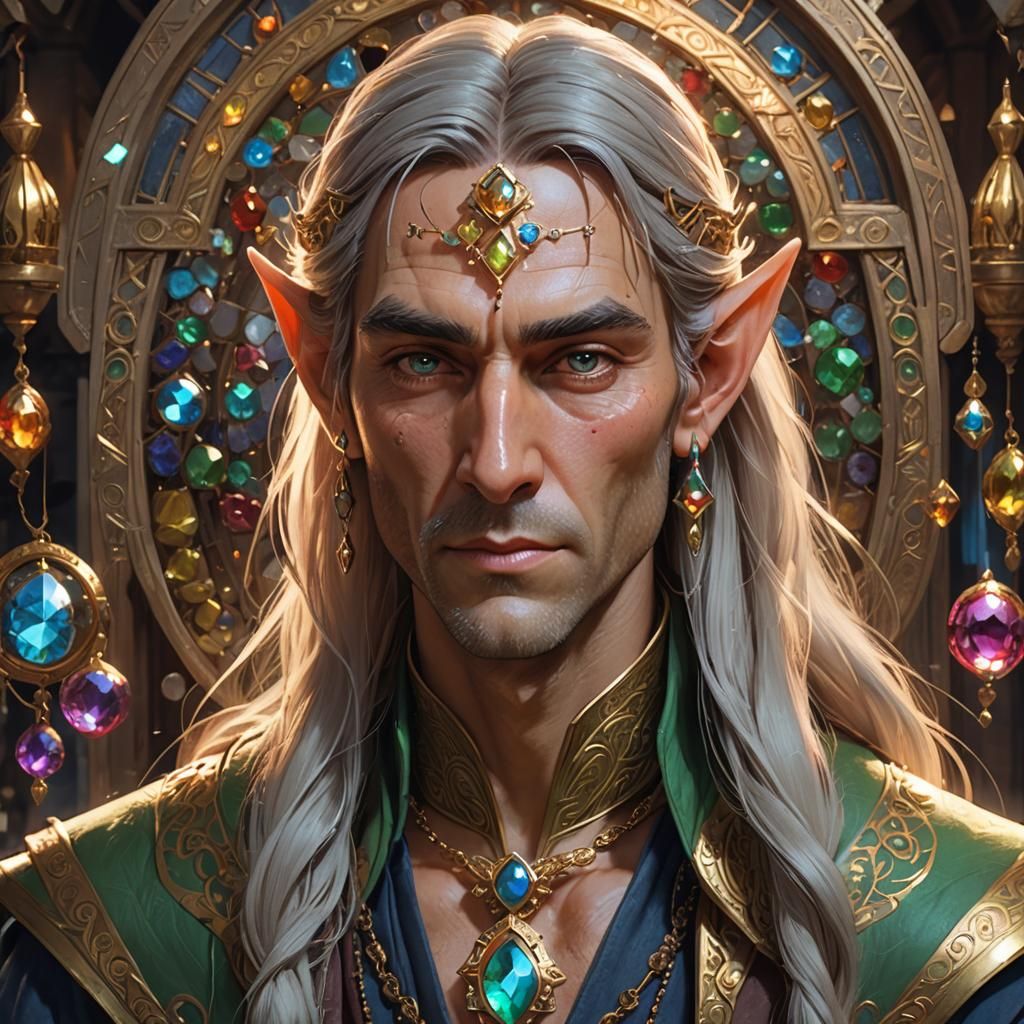 Elven Merchant Portrait in Fantasy Art Style