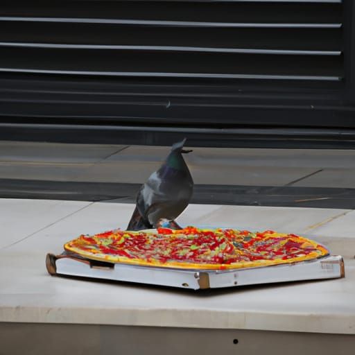 Pigeon Enjoying Pizza Slice
