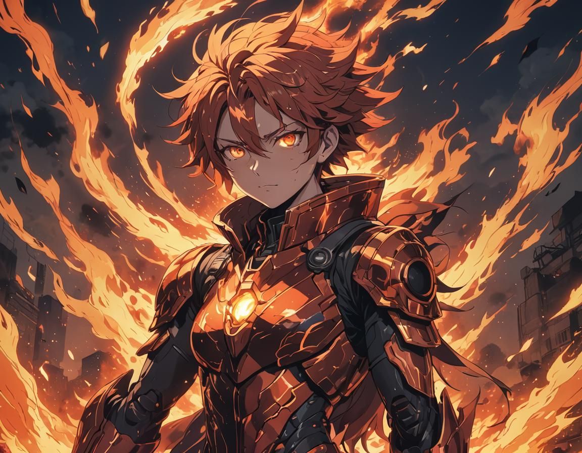 Burning Sun Anime-Style Wallpaper Art
