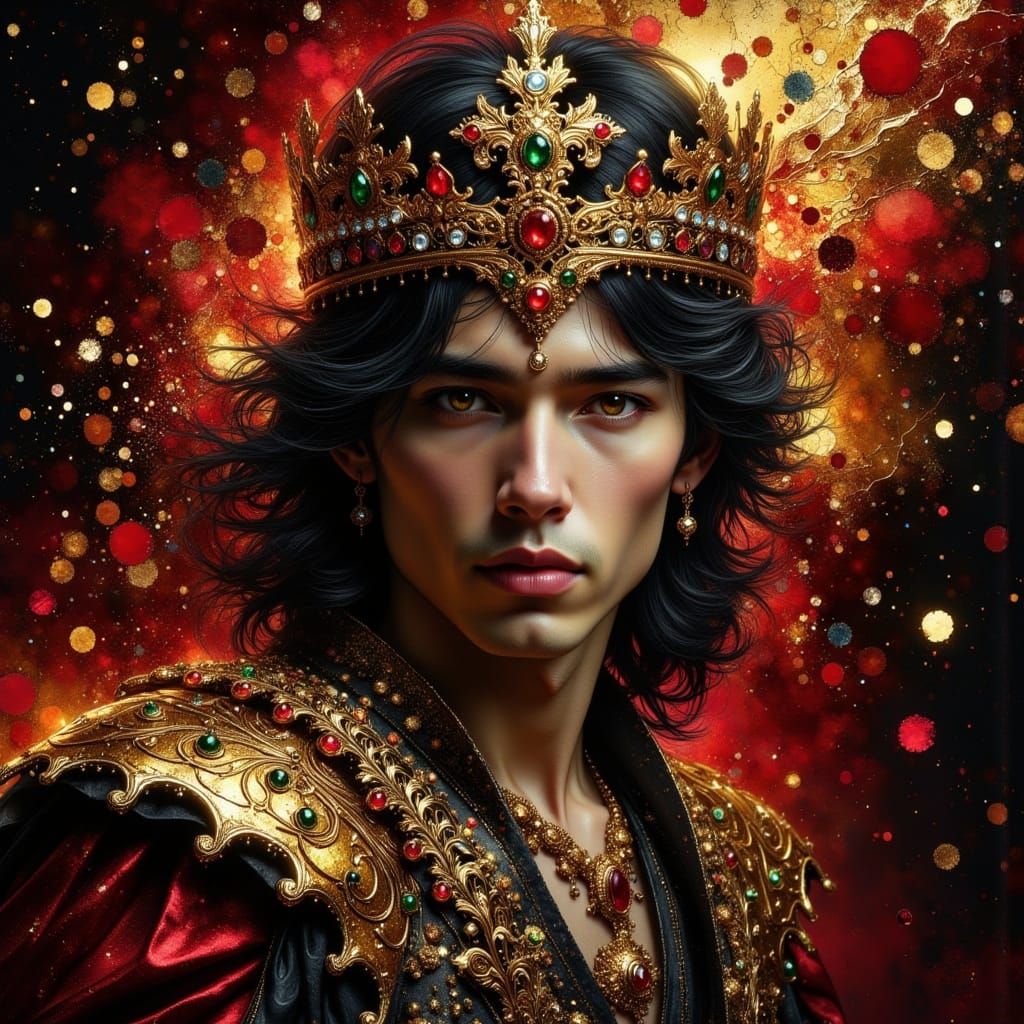 Regal Dark Knight in Ornate Gold Coronet