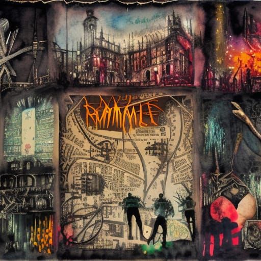 Rammstein Concert Collage in Mixed Media