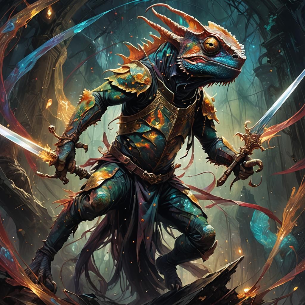 Chameleon Creature in Dark Fantasy Battle Arena