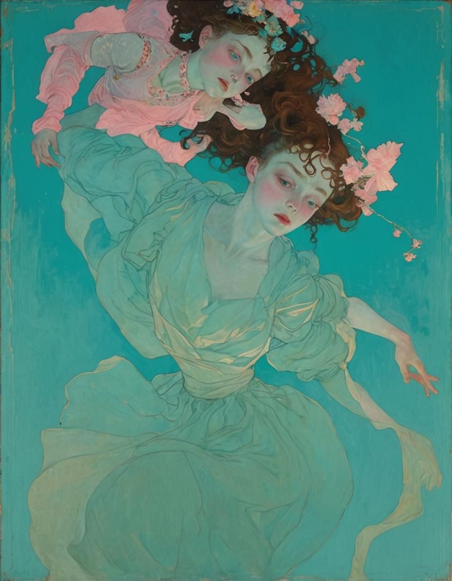 Fluid Dancer in Pastel Colors as Matte Painting