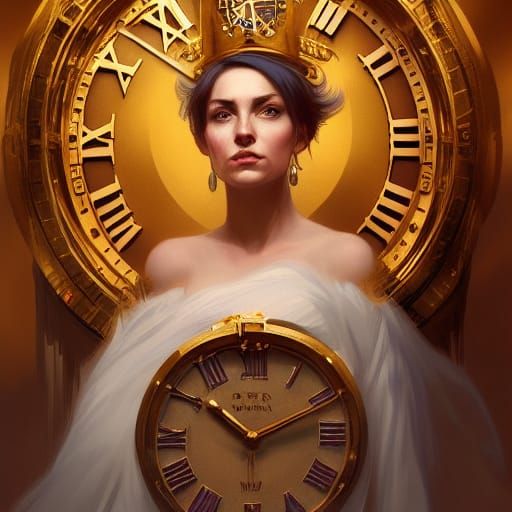 Queen of Time: Hyperdetailed Portrait in Art Nouveau Style