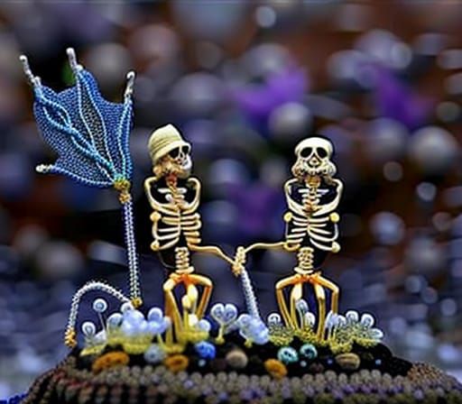 Bioluminescent Skeletons Diorama in 3D Environmental Art