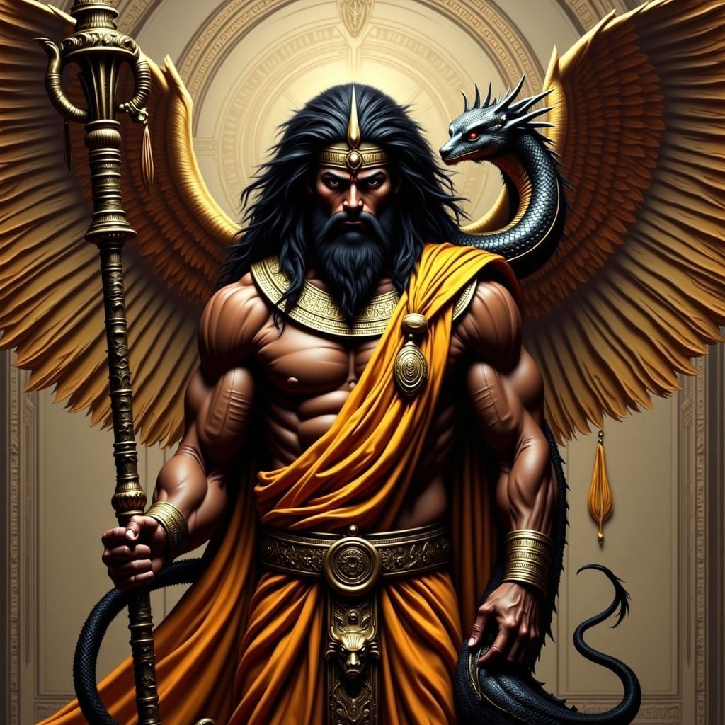 Mesopotamian King Marduk with Dragon Companion