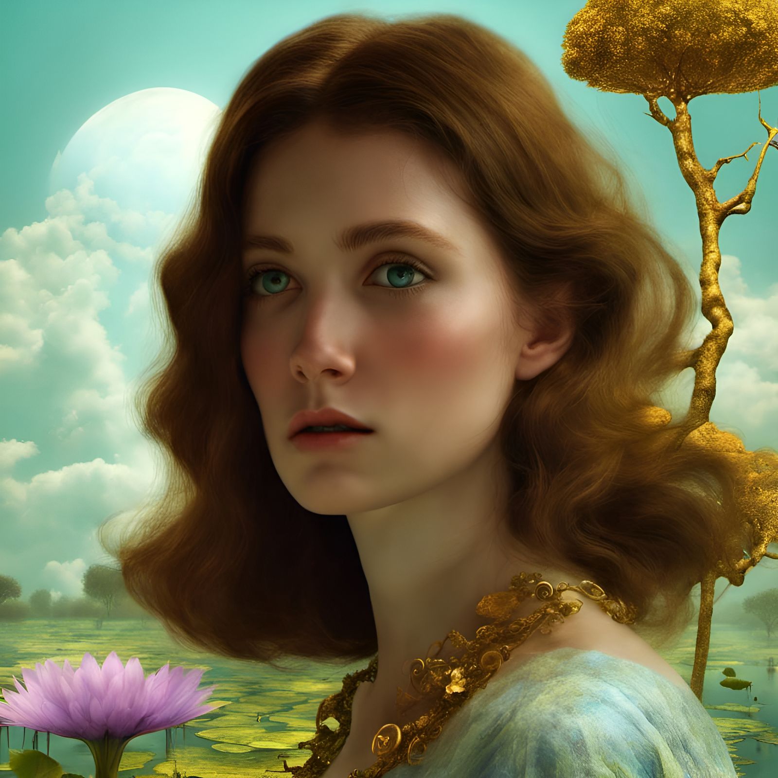 Erupting Pond: Biopunk Tale in a Dreamy Landscape