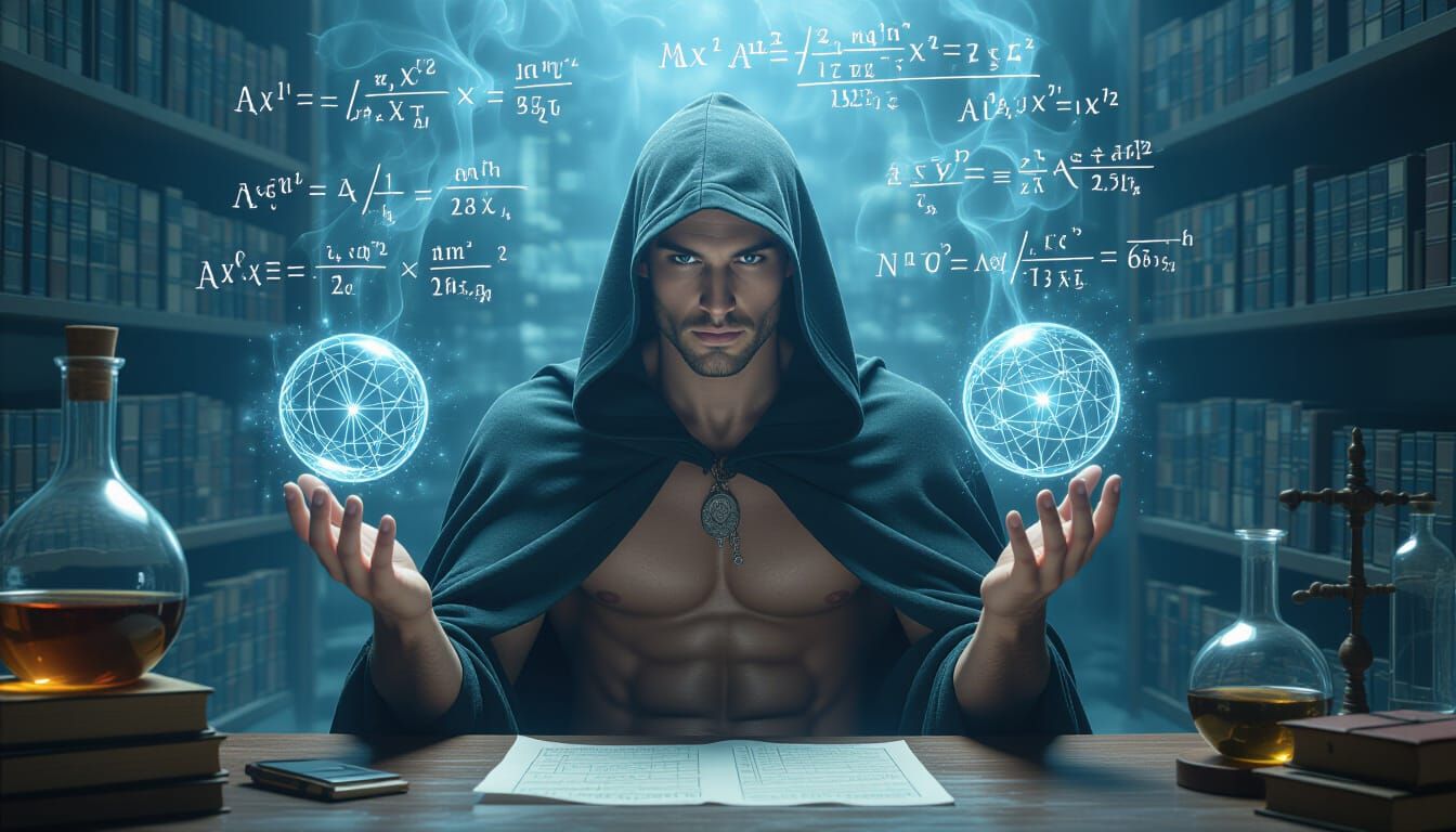 Mysterious Alchemy Lab with Hooded Figure