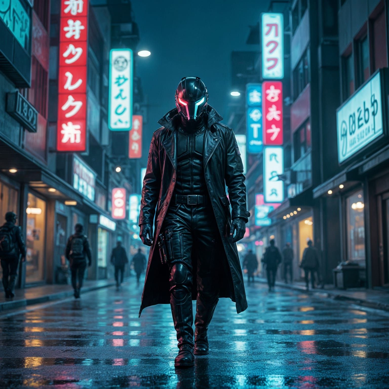 Tokyo Neon Bounty Hunter in Cyberpunk Film Still
