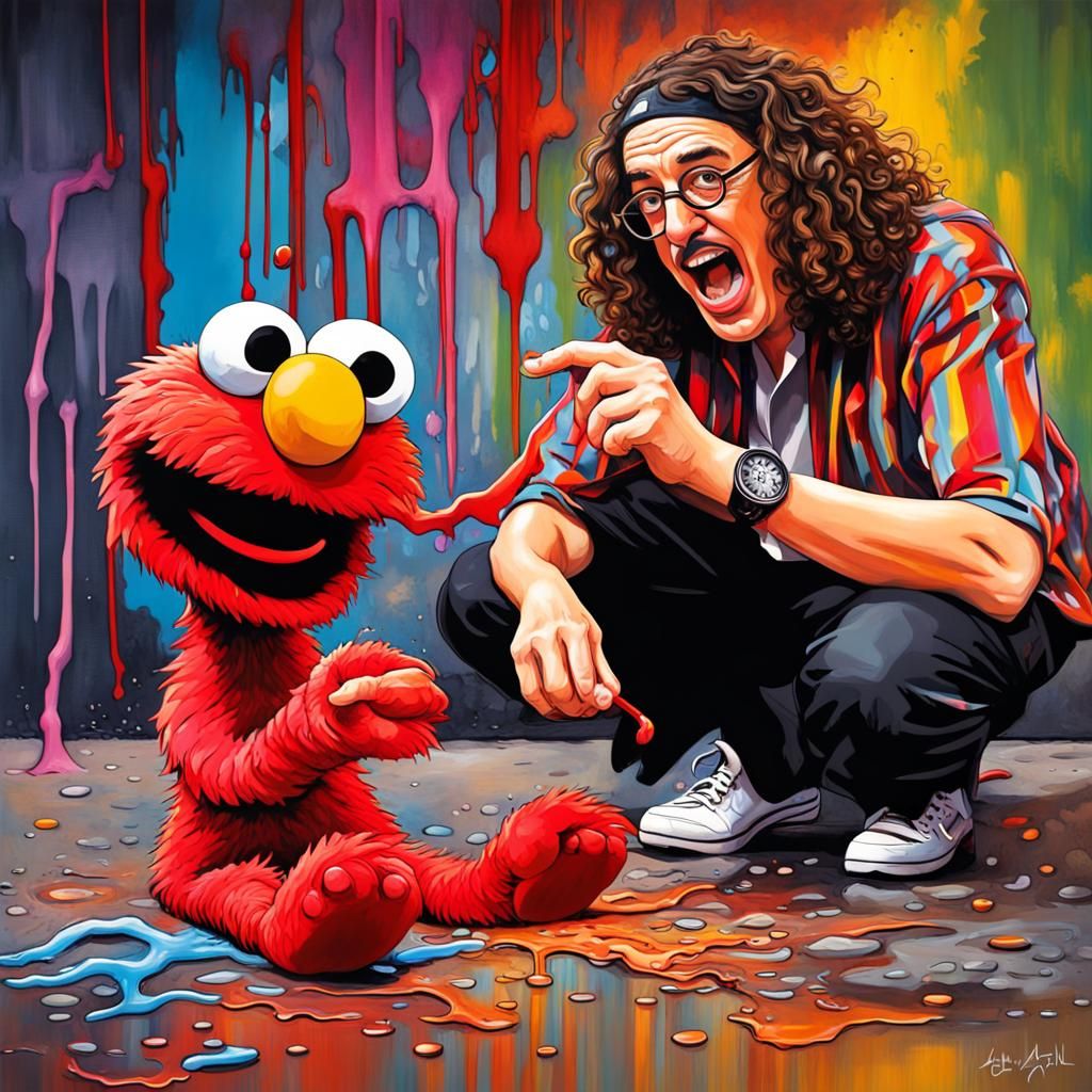 Weird Al Yankovic and Elmo in Graffiti Art