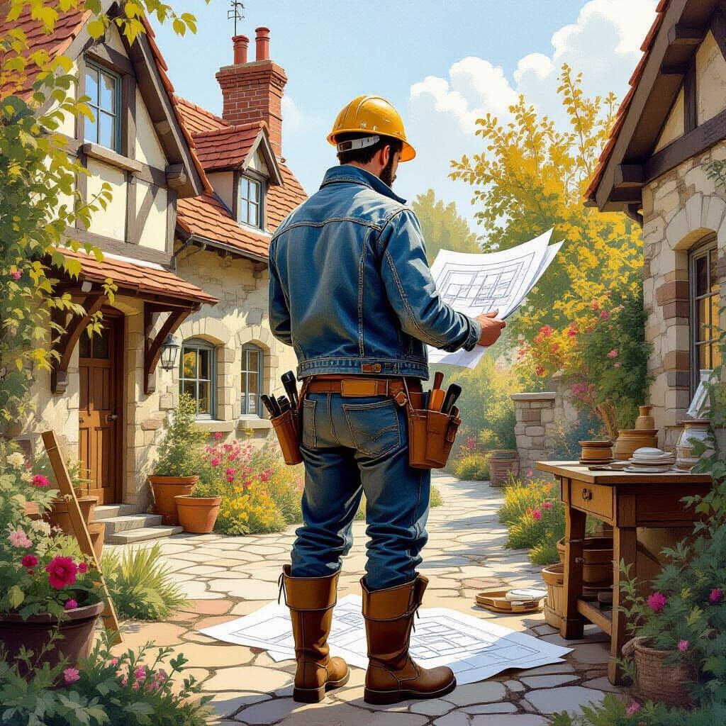 Construction Engineer in Whimsical Storybook Style