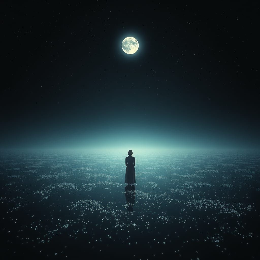 Bioluminescent Diatoms Sparkle Under Orion, Ethereal Glow